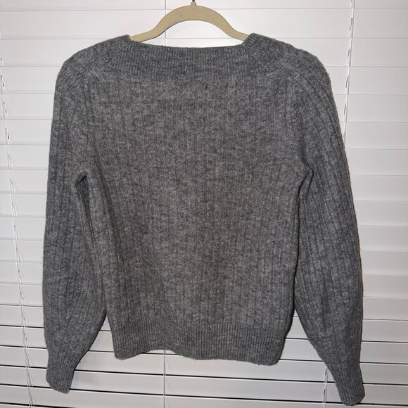 Banana Republic Wool Blend sweater cable gray V Neck Pull Over Small - Picture 4 of 11
